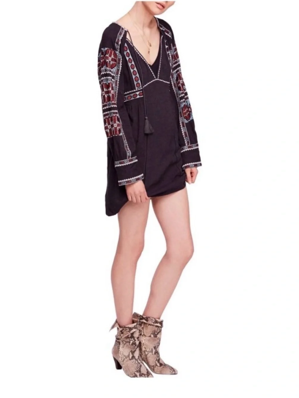 Free People All My Life Embroidered Tunic Dress